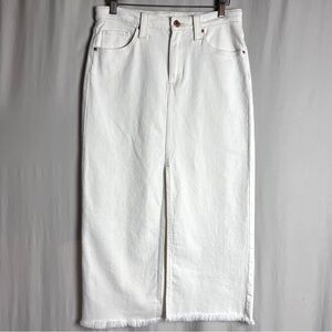 H&M White Denim Midi Skirt Frayed Hem | Youth 13–14